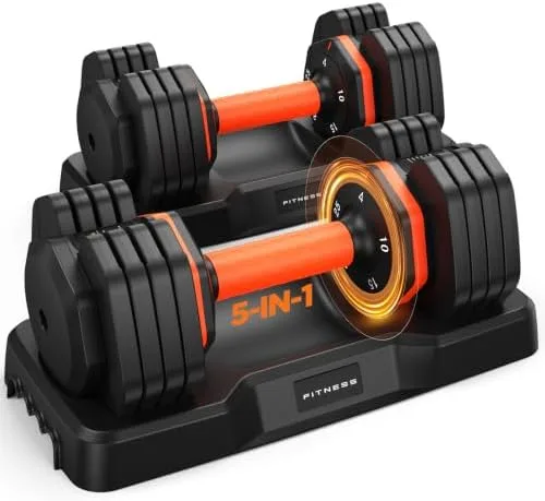 Adjustable Dumbbell Set, 5-in-1 Pair