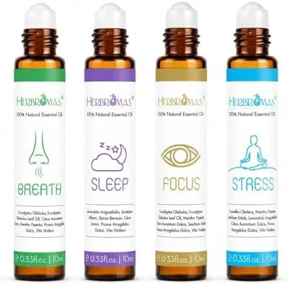 Aromatherapy Oil Roller Set, 4-Pack