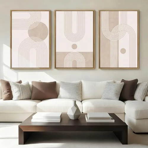 Beige Minimalist Arch Line Art Print Set, 3-Piece
