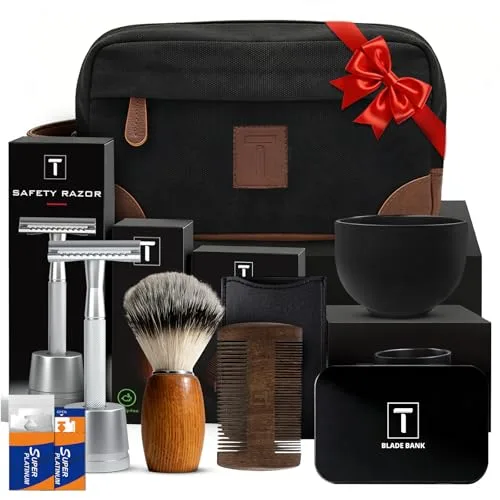 Deluxe Wet Shave Kit with Safety Razor and Brush