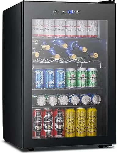 Glass-Door Beverage and Wine Fridge