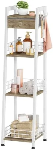 Add a Ladder Shelf With Wire Baskets Instead of Bare Rungs