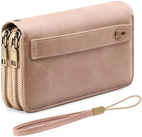 Leather Wristlet Clutch Wallet