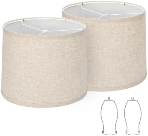 Linen Drum Lamp Shades, Set of 2