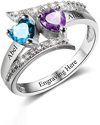 Mother's Ring with Birthstone Hearts