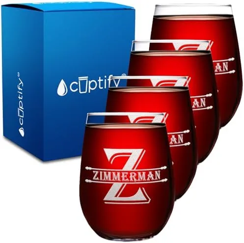 Cuptify Personalized Stemless Wine Glasses (Set of 4)