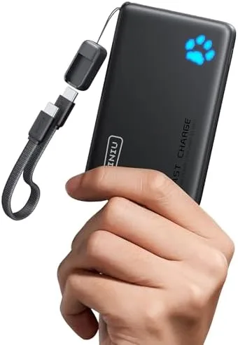 Portable Power Bank with Built-In Cable