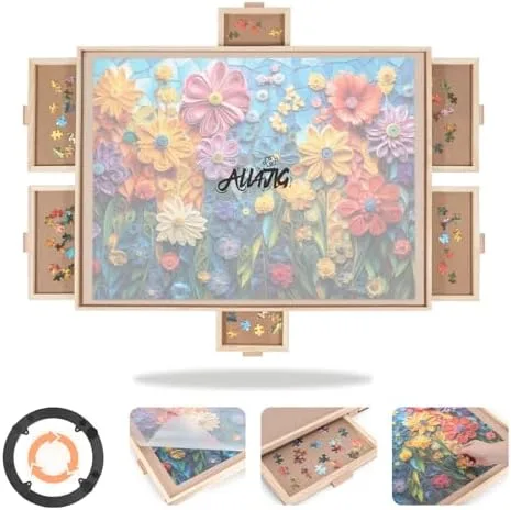 Rotating Puzzle Board with Drawers