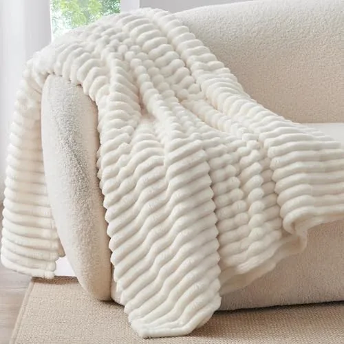 Ribbed Sherpa Throw Blanket