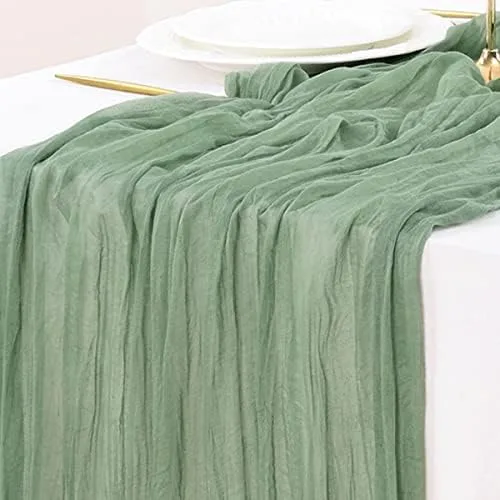 Sage Green Cheesecloth Table Runner