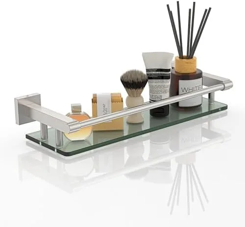 Mount a Slim Shelf Between the Vanity and the Mirror for Daily Bottles