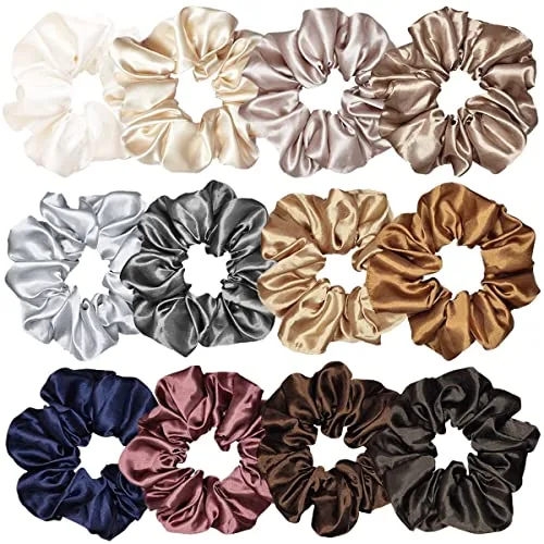 Silk Scrunchie Set, 12-Pack