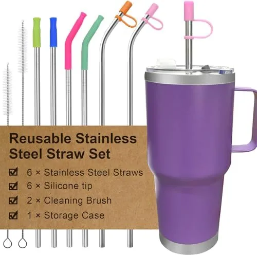 Stainless Steel Straw Tumbler Set