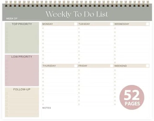 Undated Weekly To-Do List Notepad
