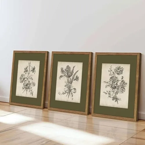 Antique Botanical Engraving Print Set, 3-Piece