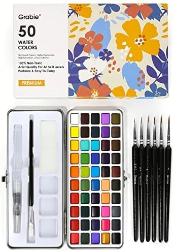 50-Color Watercolor Paint Set