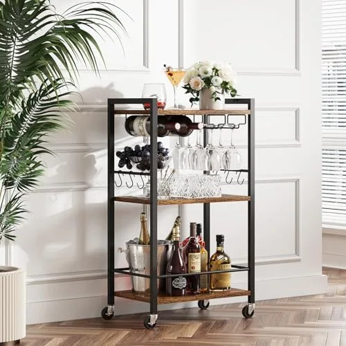 3-Tier Bar Cart with Wine Rack