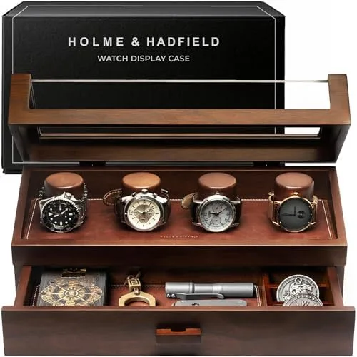 Wood Watch Display Case with Valet Drawer